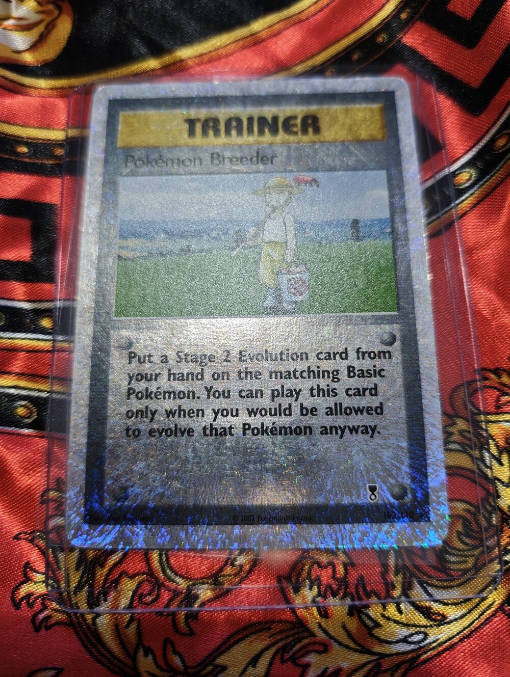 Pokemon Holographic Breeder Card - Green, Cream, Silver